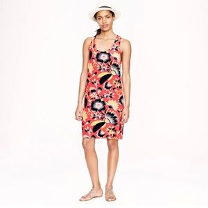 J Crew Silk Hibiscus Print Twist Back Dress